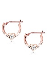 fine rose gold heart cubic zirconia baby huggie earrings